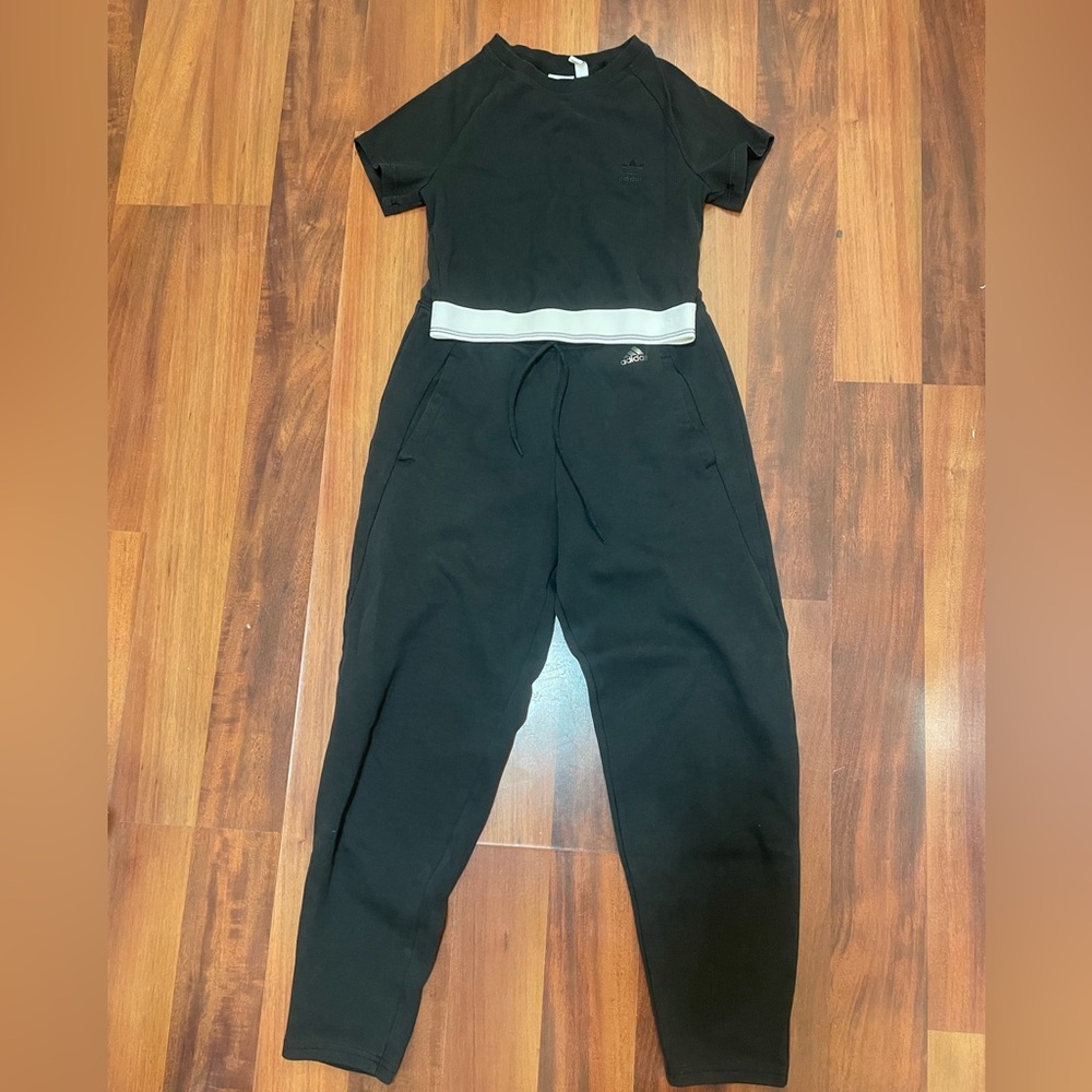 adidas Black Women’s Jumpsuit with White Waistband